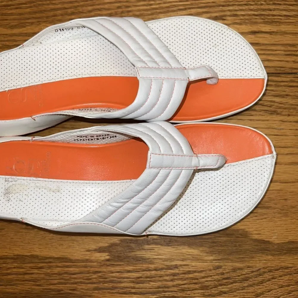 Cole Haan G Series Thong Sandals White Orange Size 6.5